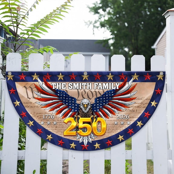 American Flag, We The People Patriotic Eagle Non-Pleated Fan Flag, Personalized Patriot Semi Circle Flag