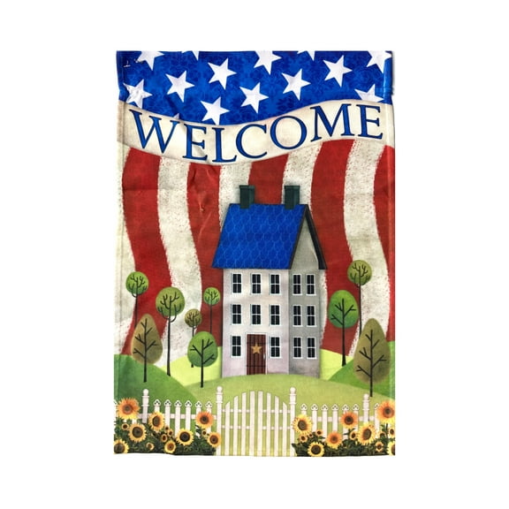 American Flag Welcome Lawn Flag - Fabric American Cottage by Garden Accents (12 x 18 Inch)
