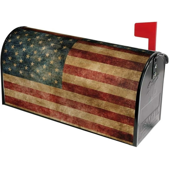 American Flag Welcome Magnetic Mailbox Cover, Mailbox Wrap Decorative for Garden Yard Home 21x18 in