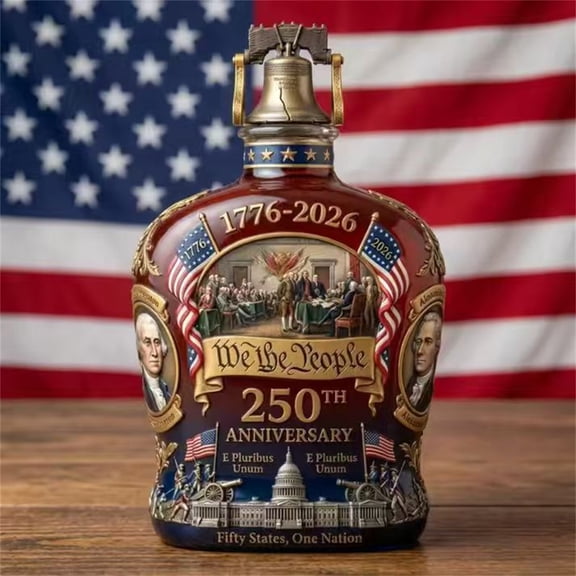 American Flag Decanter Set â 250th Anniversary Personalized Decanter with 2 Glasses, Gift for Men, Dad, Veteran â Birthday, Father's Day, Patriotic Gift