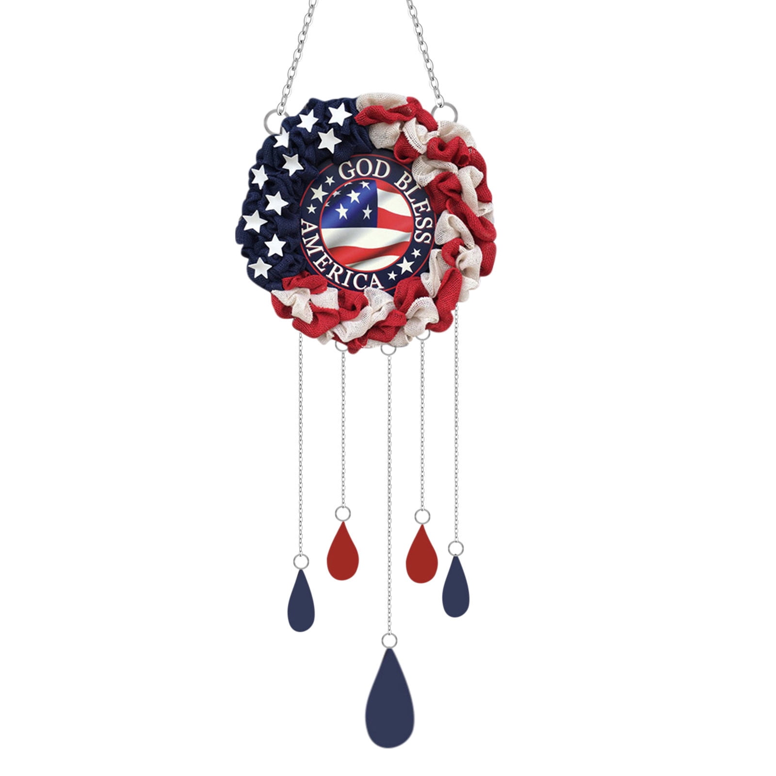 American Flag Wind Chime Patriotic Wind Chime Wreath Memorial Wind
