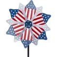 American Flag Wind Spinner- Outdoor Metal Yard Spinners -55 Inch Garden
