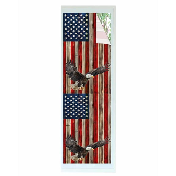 American Flag Window Privacy Film Stained Glass Window Film Decorative Windows Cover Static Windows Cling for Glass Door Eagle Blue Red USA Flag Retro Stickers for Bathroom 23.6"x78.7"