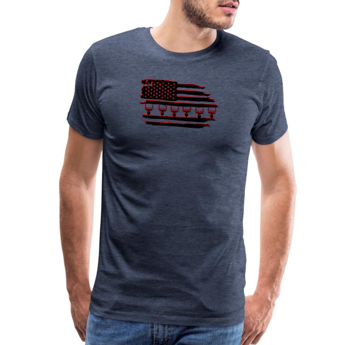 American Flag With One Row Of Deer Heads With Men's Premium T-Shirt ...