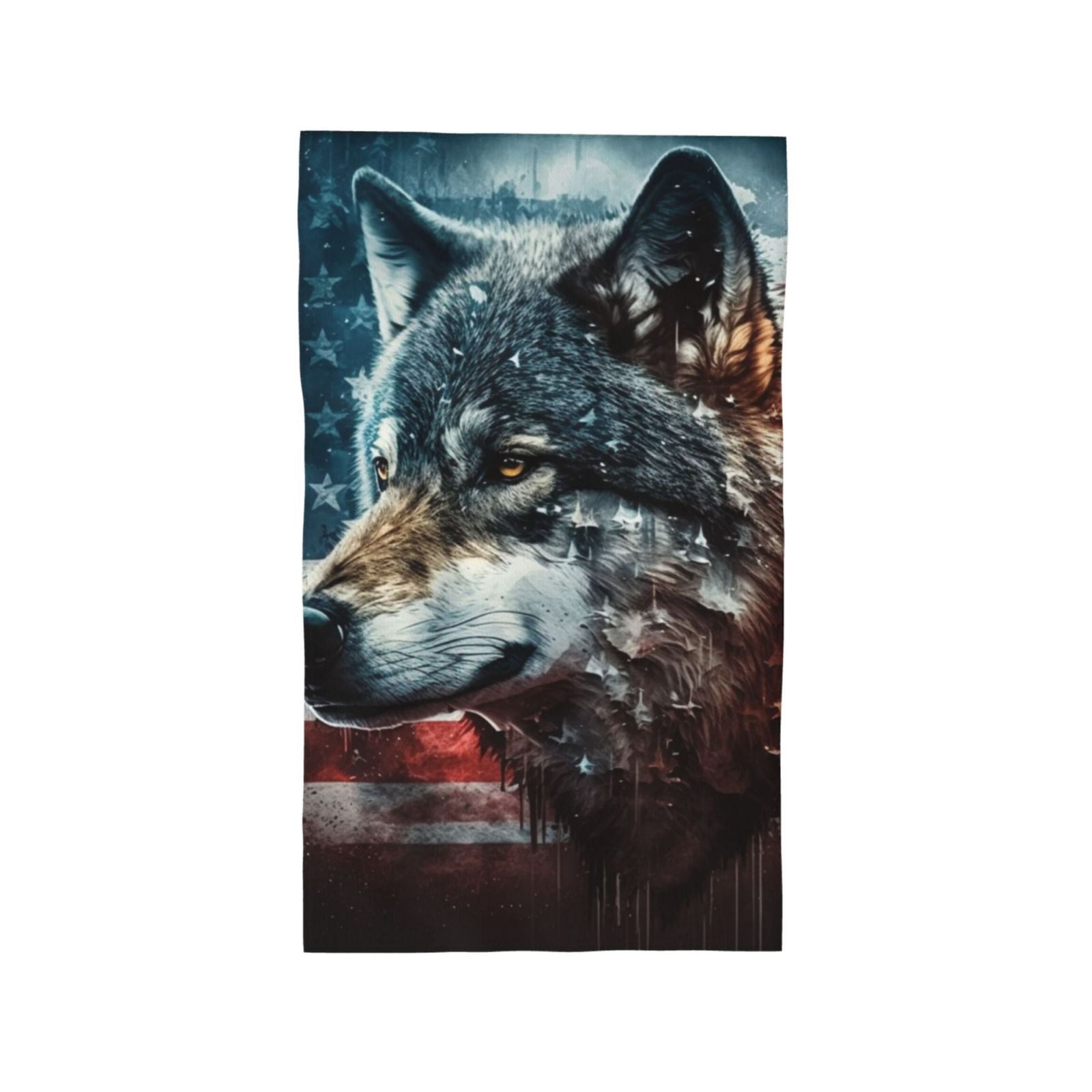 American Flag Wolf Art USA 27.5" x 16" Ultra Soft Hand Towel, Face Wash Cloth for Bathroom, Gym, Travel, Pool