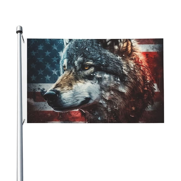 American Flag Wolf Art USA Flag 3X5 Ft Garden Yard House Flags Banner Sign Outdoor Indoor Party Home Garden Decoration