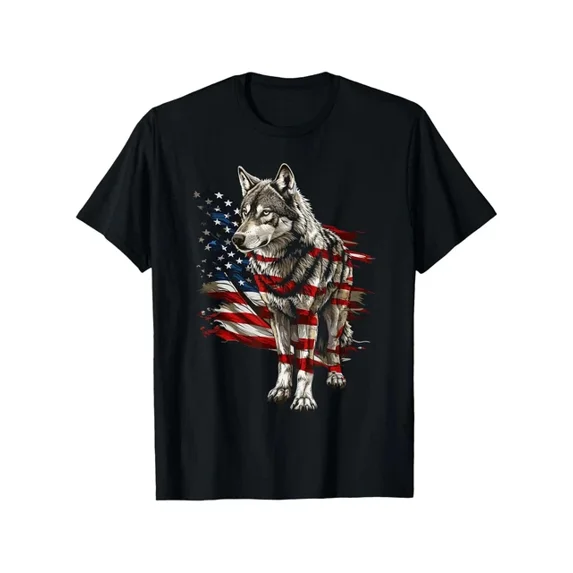 American Flag Wolf Outfit 4th Of July Graphic Design For Everyday Style ...