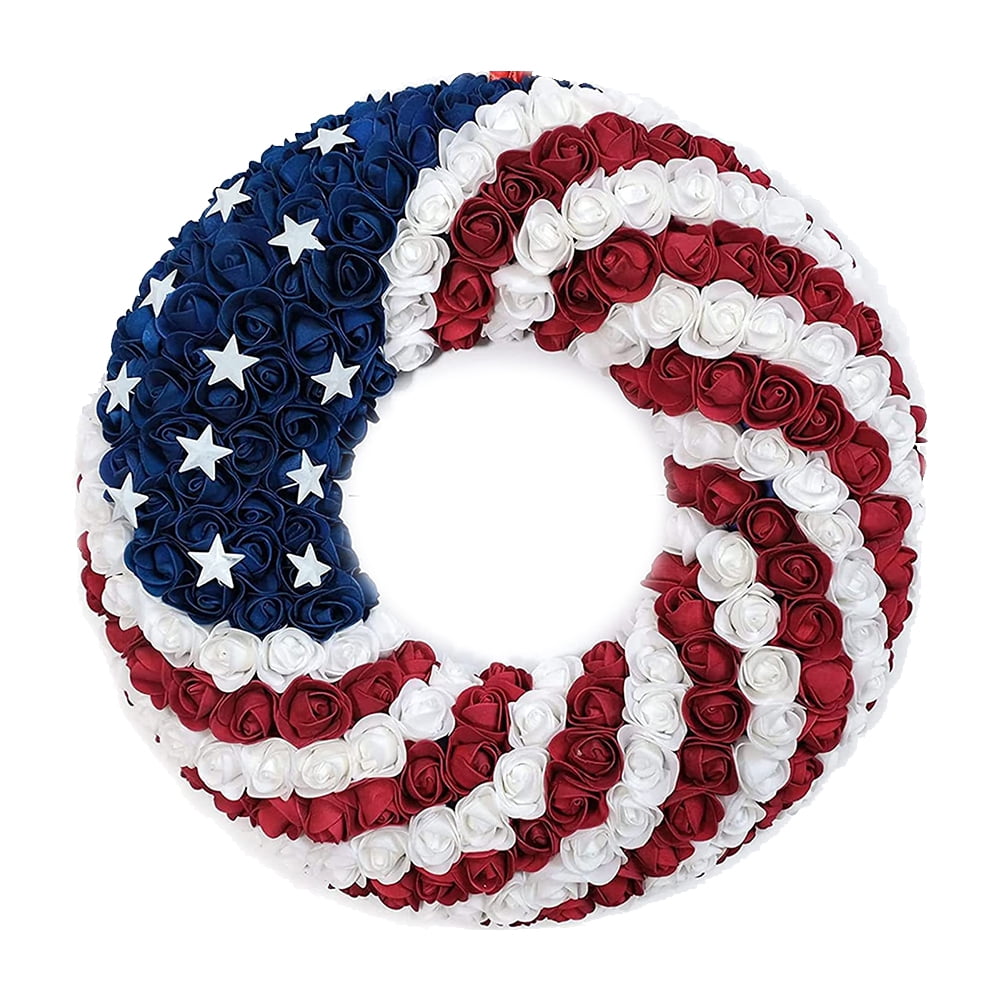 American Flag Wreath, July 4th Patriotic Wreaths for Front Door
