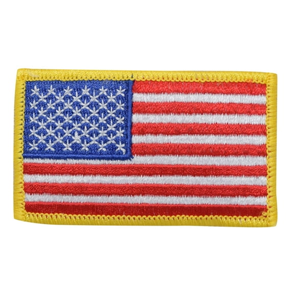 American Flag - Yellow Border - Iron on Applique/Embroidered Patch