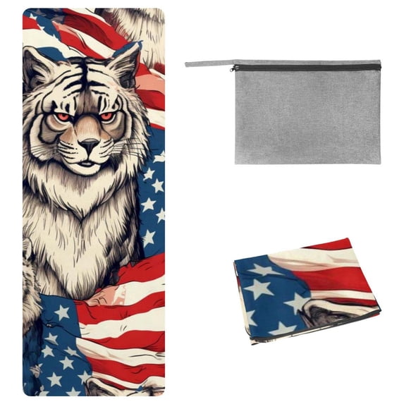 American Flag Yoga Blanket with Storage Bag, 72.8"x26.8", Suitable for Yoga, Pilates, Fitness, Gym Towels, Yoga Towel, Yoga Towels