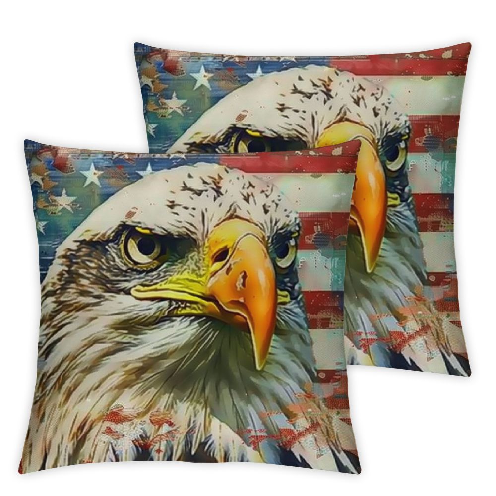 American Flag Zippered Throw Pillow Covers Rustic Country Brown Red
