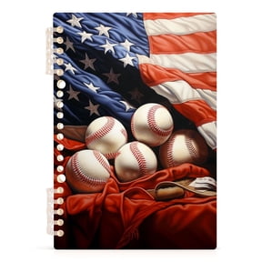 American Flag and Baseball Spiral Notebooks 60 Sheets 120 Pages A5 Journal Notepad 8.3x5.7 Inch Thick Adjustable College Ruled Paper