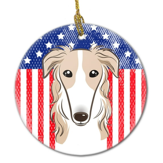American Flag and Borzoi Ceramic Ornament