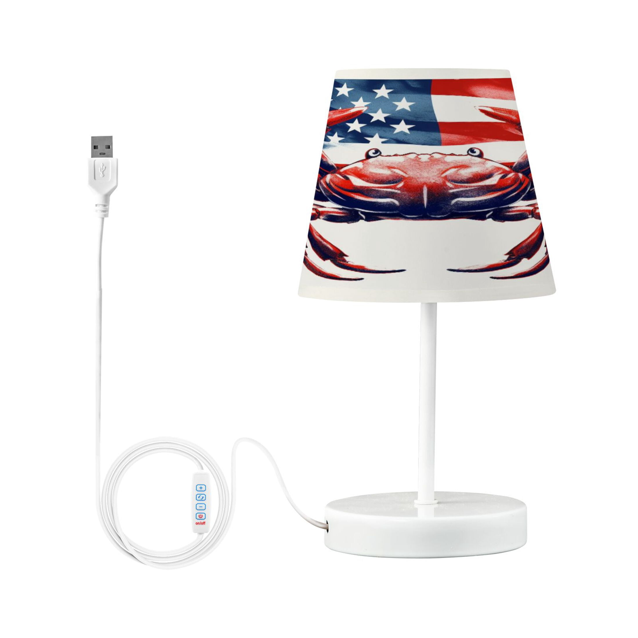 American Flag and Crab Desk Lamp LED Table Nightstand Lamps with 3