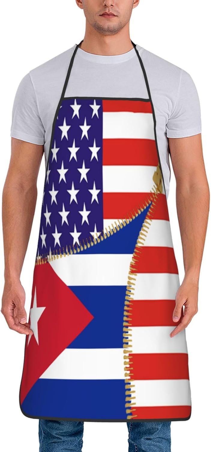 American Flag and Cuba Flag Apron for Men Women Adjustable Large Volume ...