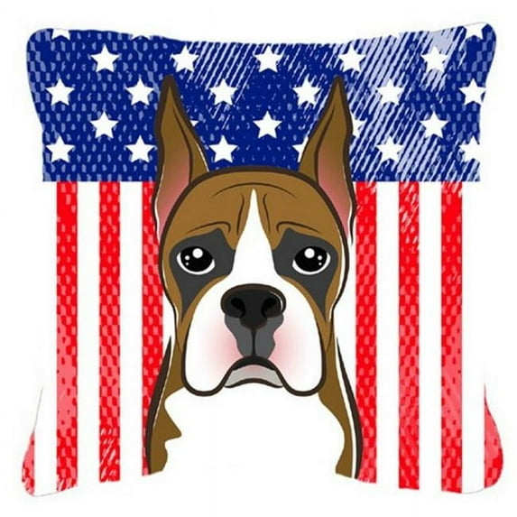 American Flag and Dog Fabric Decorative Pillow