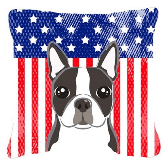 American Flag and Dog Fabric Decorative Pillow