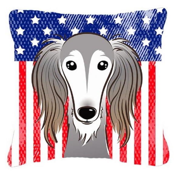 American Flag and Dog Fabric Decorative Pillow