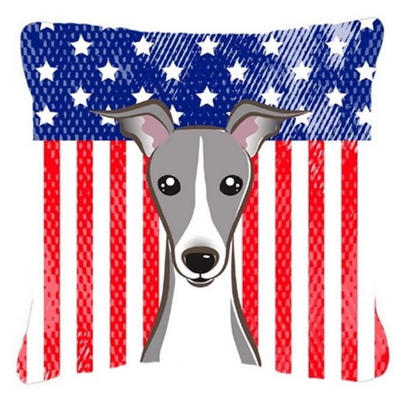 American Flag and Dog Fabric Decorative Pillow