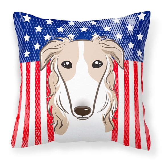 American Flag and Dog Fabric Decorative Pillow