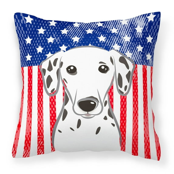American Flag and Dog Fabric Decorative Pillow