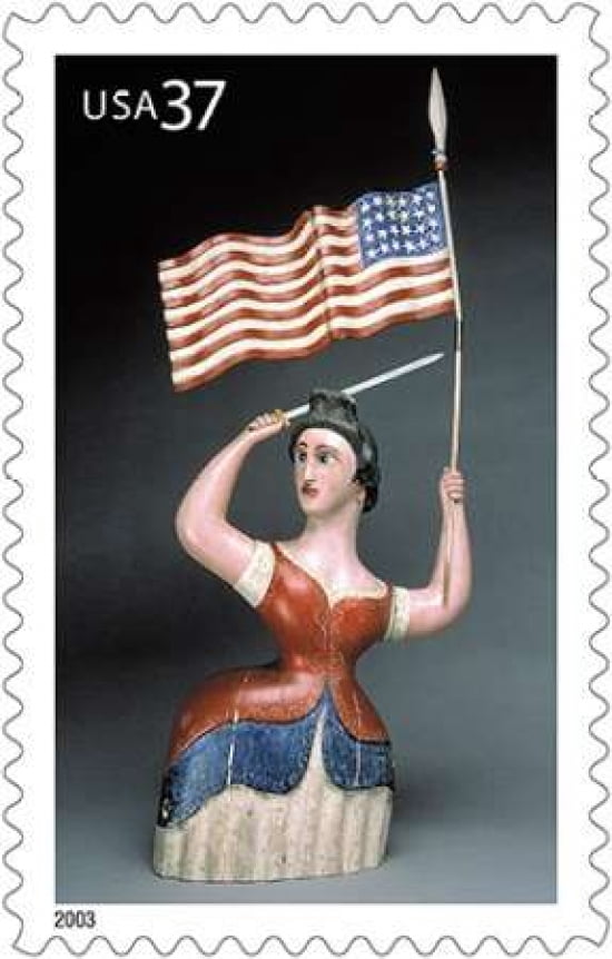 American Flag and Doll Canvas Art - US POSTAL SERVICE (24 x 36)