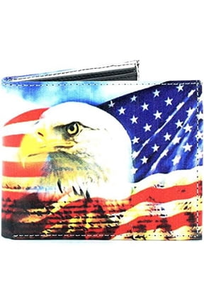 American Flag and Eagle Vegan Leather Bi-fold Wallet