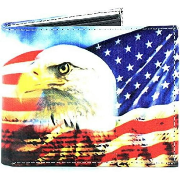 American Flag and Eagle Vegan Leather Bi-fold Wallet