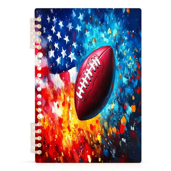 American Flag and Football Notebooks 1-subject Journal 60 Sheets A5 College Ruled Paper Detachable Ring 8.3"x5.7"
