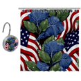 American Flag and Plants Shower Curtain with Crystal Hooks Set 36" x 72