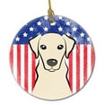 thumbnail image 1 of American Flag and Yellow Labrador Ceramic Ornament, 1 of 1