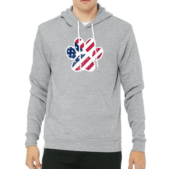 American Flag in Dog Paw, Fatriotic Sweatshirts, 4th of July Hoodies - Heather Grey MH200HOODPATRIOT S4 2XL
