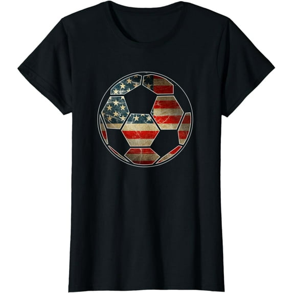 American Flag on Soccer Ball T-Shirt - Soccer Ball Flag Tee