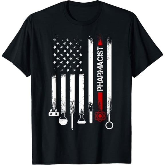 American Flag with Pharmacist Tshirt for women men father T-Shirt