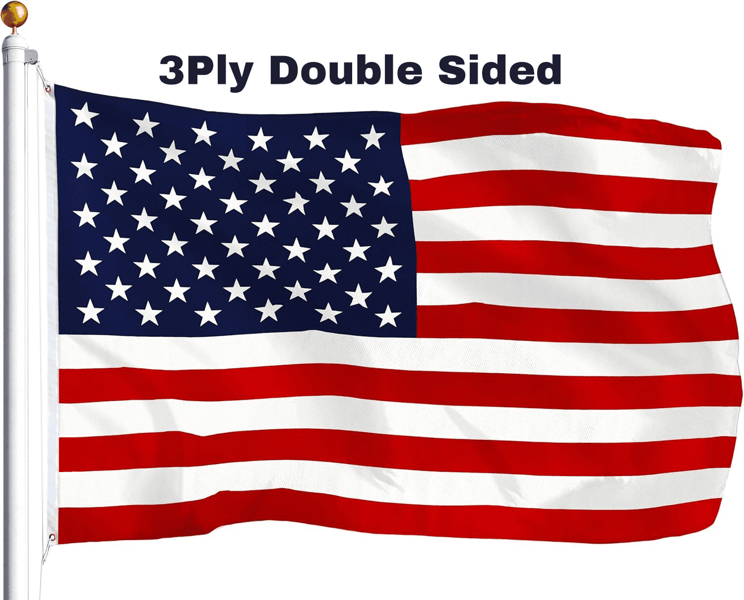 American Flags for Outside 3X5 FT 3Ply Double Sided Prined USA Flags Polyester US United State Flags Canvas with Stars and Stripes Flag with 2 Brass Grommets Outdoor Indoor Decor