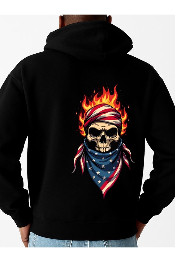 American Flame Skull graphic hoodies skeleton mens sweater hoodie black Stylish Autumn/Winter Outerwear spring idk fire Trendy Unisex Shirt Short Sleeve tshirts Classic Unisex Shirt Crewneck tshirts