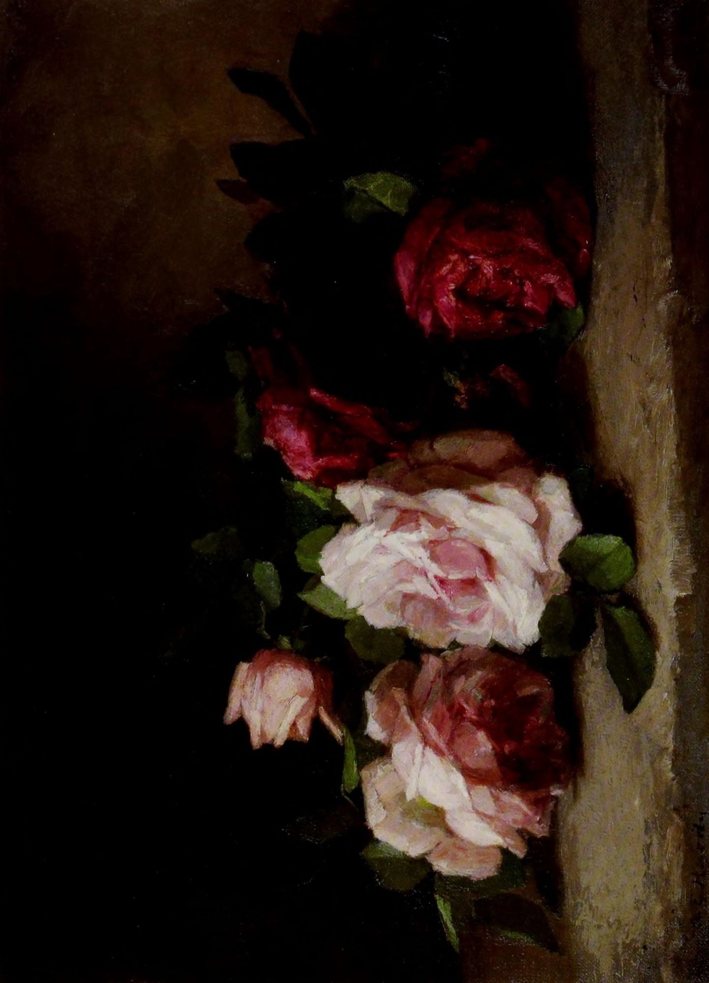 American Floral Painting Roses Canvas Art - Anna Eliza Hardy (18 x 24)