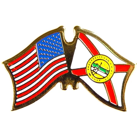 Eagle Emblems P09110 Cross Flags Pin - USA & Florida - 1.125 in.