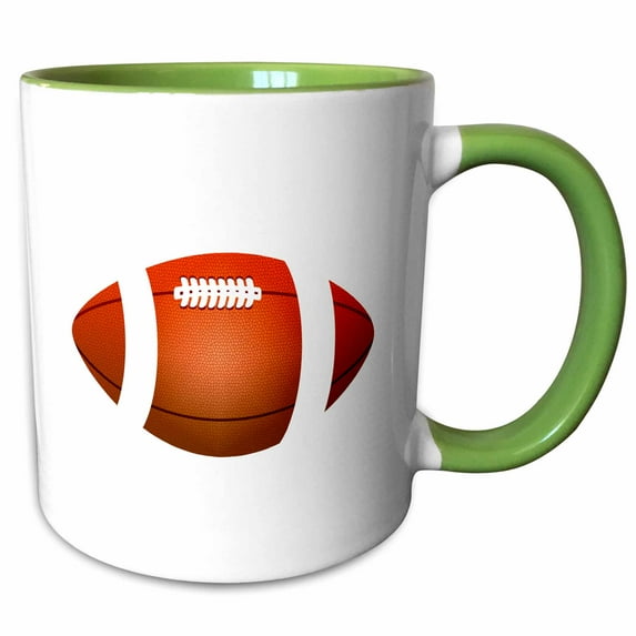 3drose, American Football Ball on White Background. Add Custom Text, 11oz Two-tone Green Mug