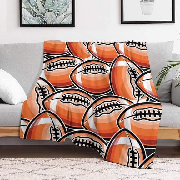 American Football Balls Flannel Fleece Throw Blanket Soft Blanket for Couch,Cozy,Warm,Lightweight,50x60 Inches