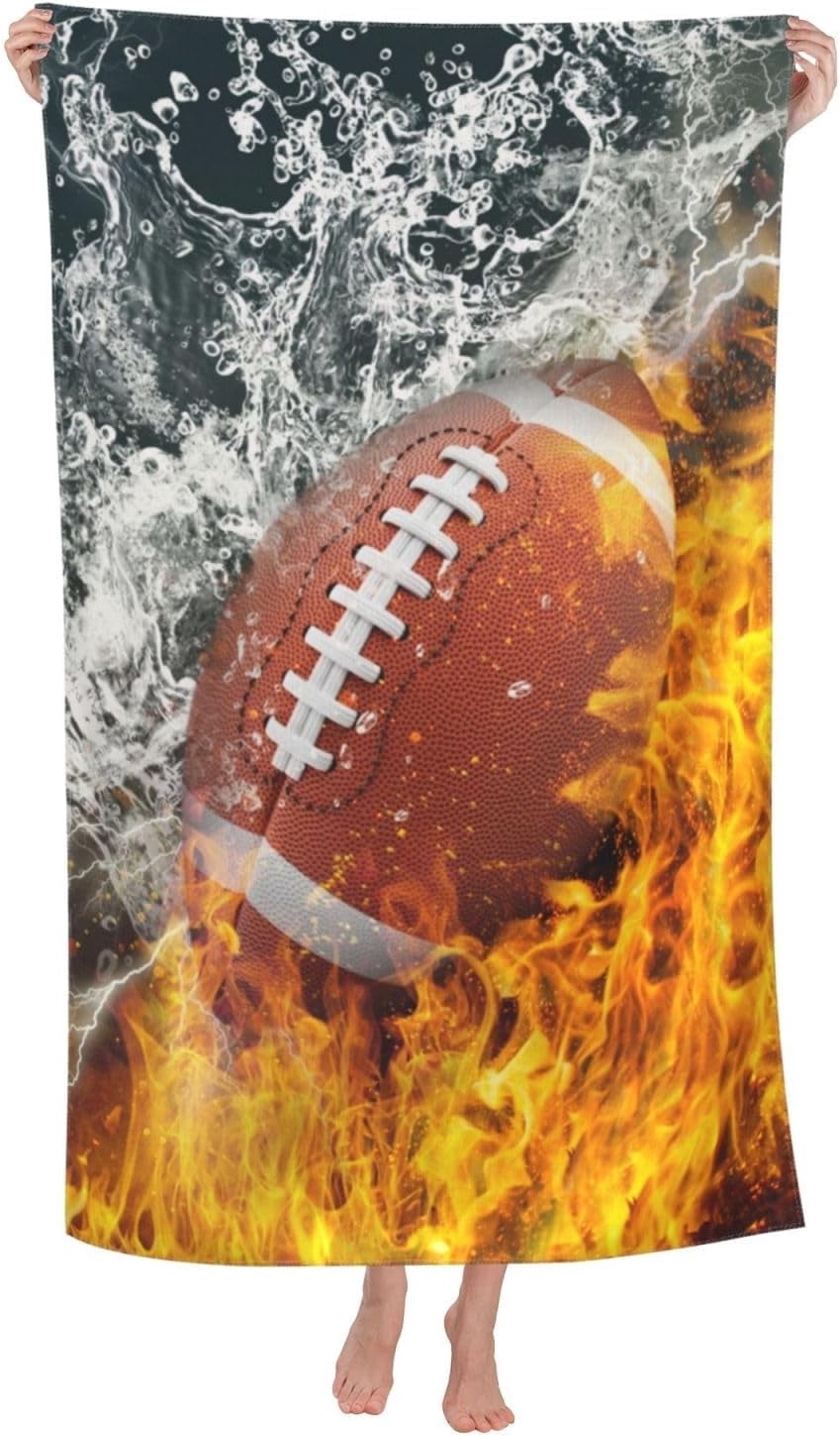 American Football Beach Towel Large Sand Free Quick Dry Ball Sport Bath Towels Gift for Men Boys Pool Bathroom Swimming Travel