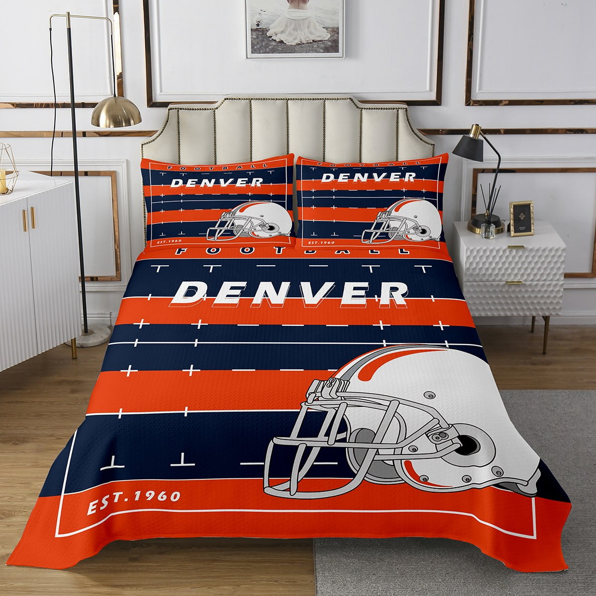 American Football Bedspread Set Sports Theme Quilt Set Queen For Boys