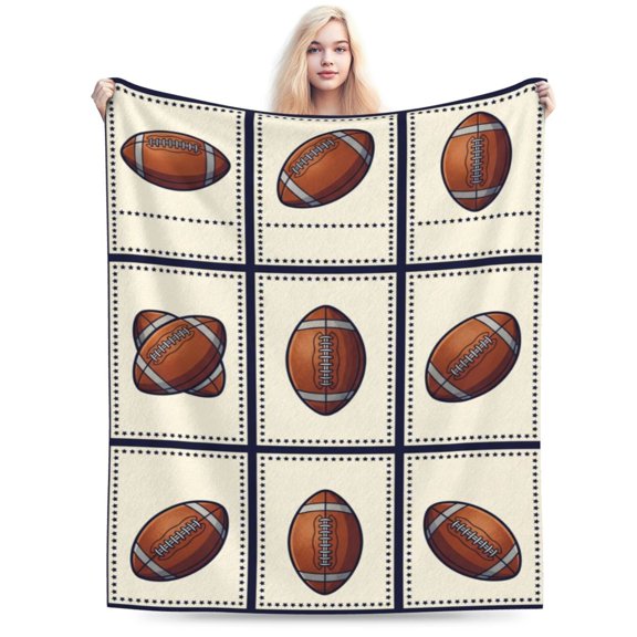 American Football Blanket, Soft Flannel Throw Blanket for Couch Bed, Cozy Sports Themed Home Decor Blanket Gift for Football Fans 50x40