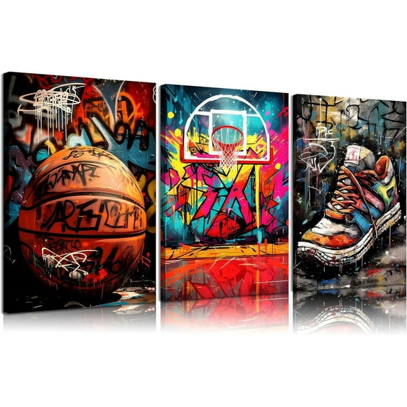 American Football Canvas Wall Art Cool Graffiti Rugby Posters Prints Paintings Teen Sports Enthusiasts Wall Decor Pictures for Boys Room Teen Kids Playroom Room Decoration(Only canvas)