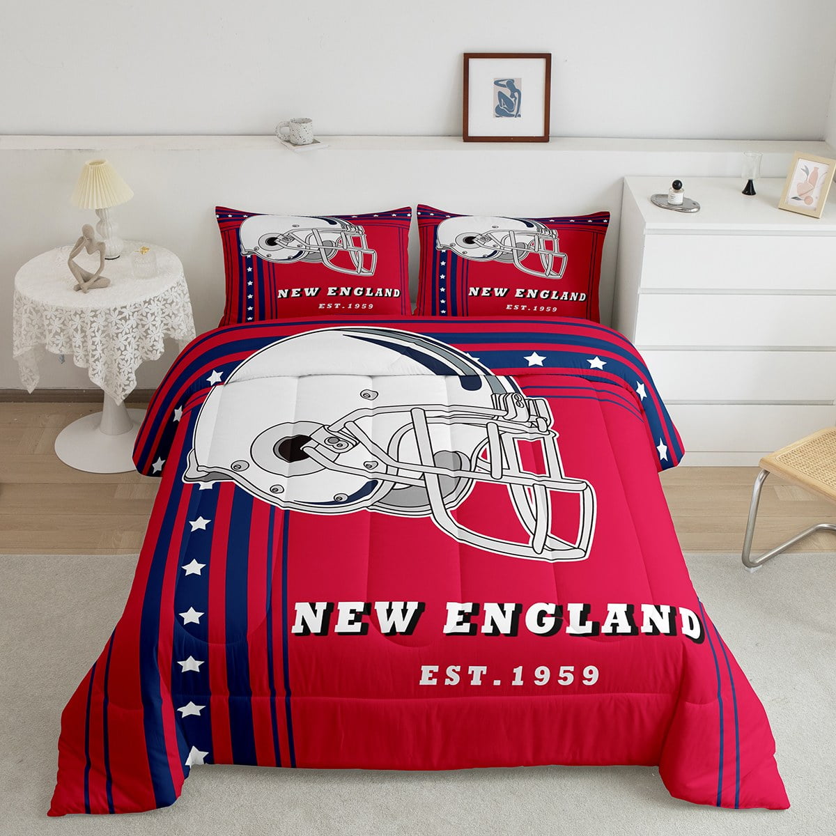 NFL Themed Bedroom Set Boys Football Team Comforter Set - NFL Sports Bedding  With Team Themes (Philadelphia, Dallas, More) Football Comforter Set, image size:1200x1200