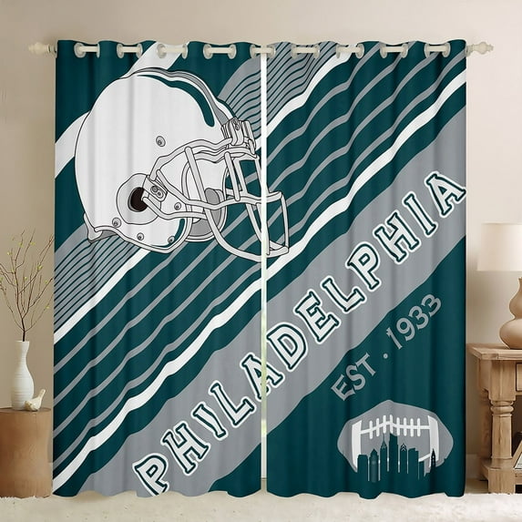 American Football City Curtains Football Lovers Curtains & Drapes, Rugby Sports Decor 30%-50% Blackout Curtains Geometric Striped Window Treatments 42''Wx84''L(Philadelphia)
