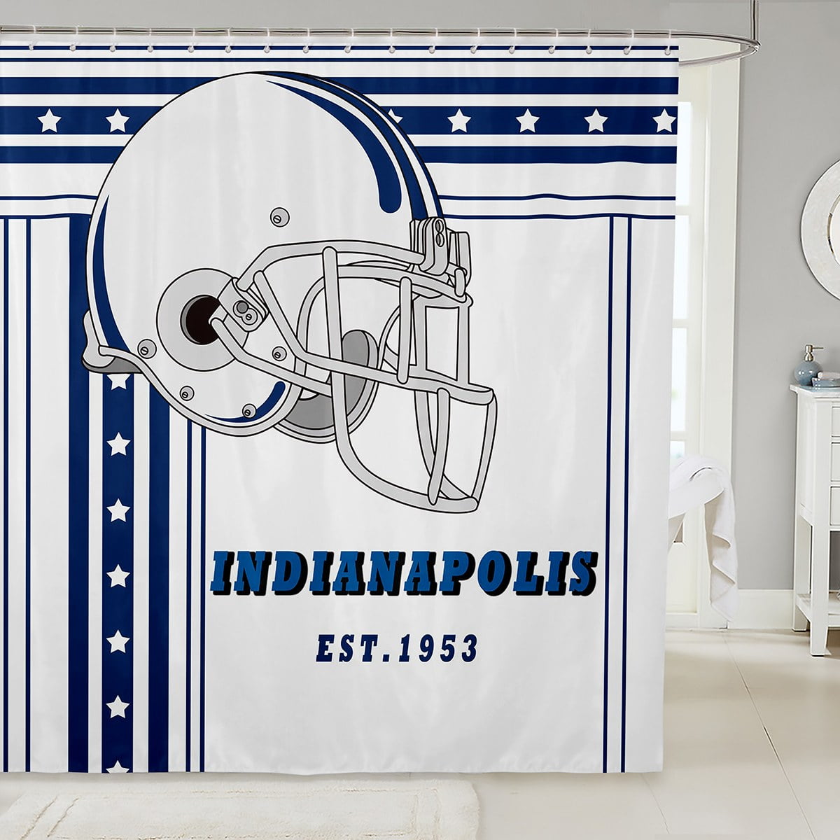 American Football City Fabric Shower Curtain Rugby Sports Shower