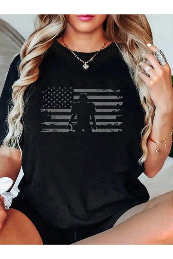 American Football Clothing - Football T-Shirt 100% Cotton, Breathable & Comfort Fit T Shirt, Short Sleeve Crew Neck Top For All Seasons