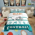 thumbnail image 1 of American Football Comforter King Size,Football Bedding Sets ,White Blue Orange Sports Comforter Sets,Football City Team Duvet Insert with 2 Pillowcases(Miami), 1 of 7