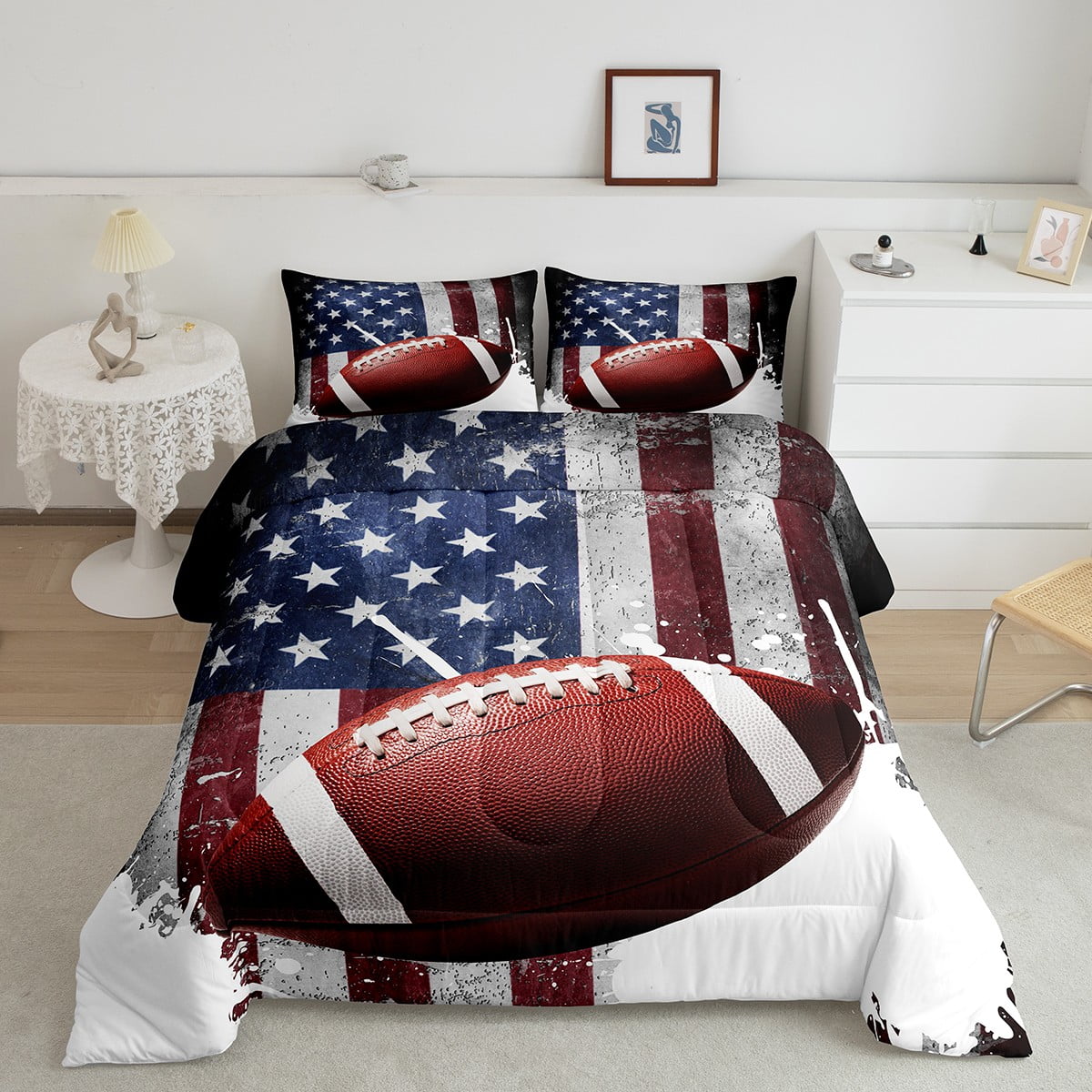 American Football Comforter Set Rugby Sports Theme Bedding for Boys